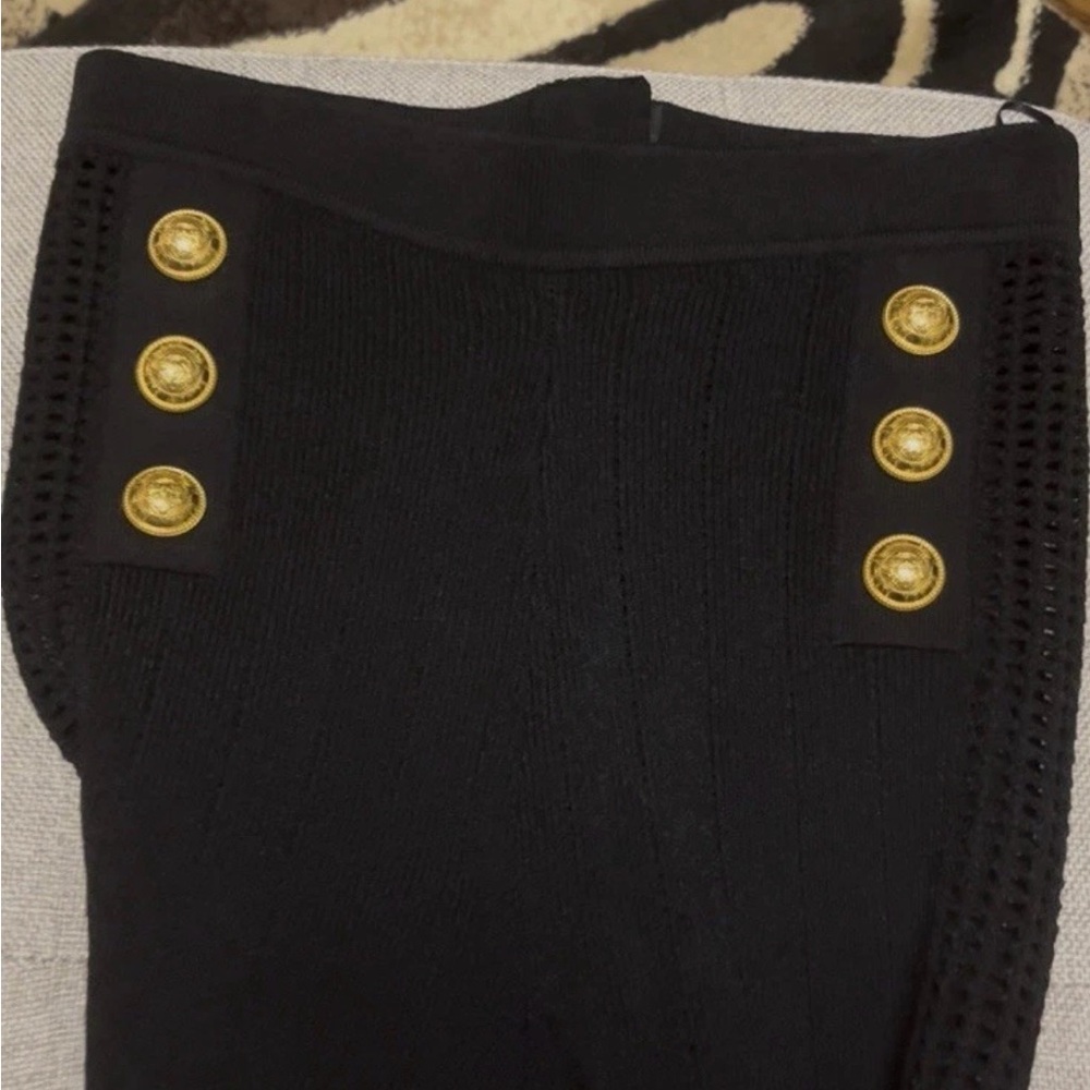 Balmain Black Knit Skirt with Gold Exposed Zip - Picture 4 of 6